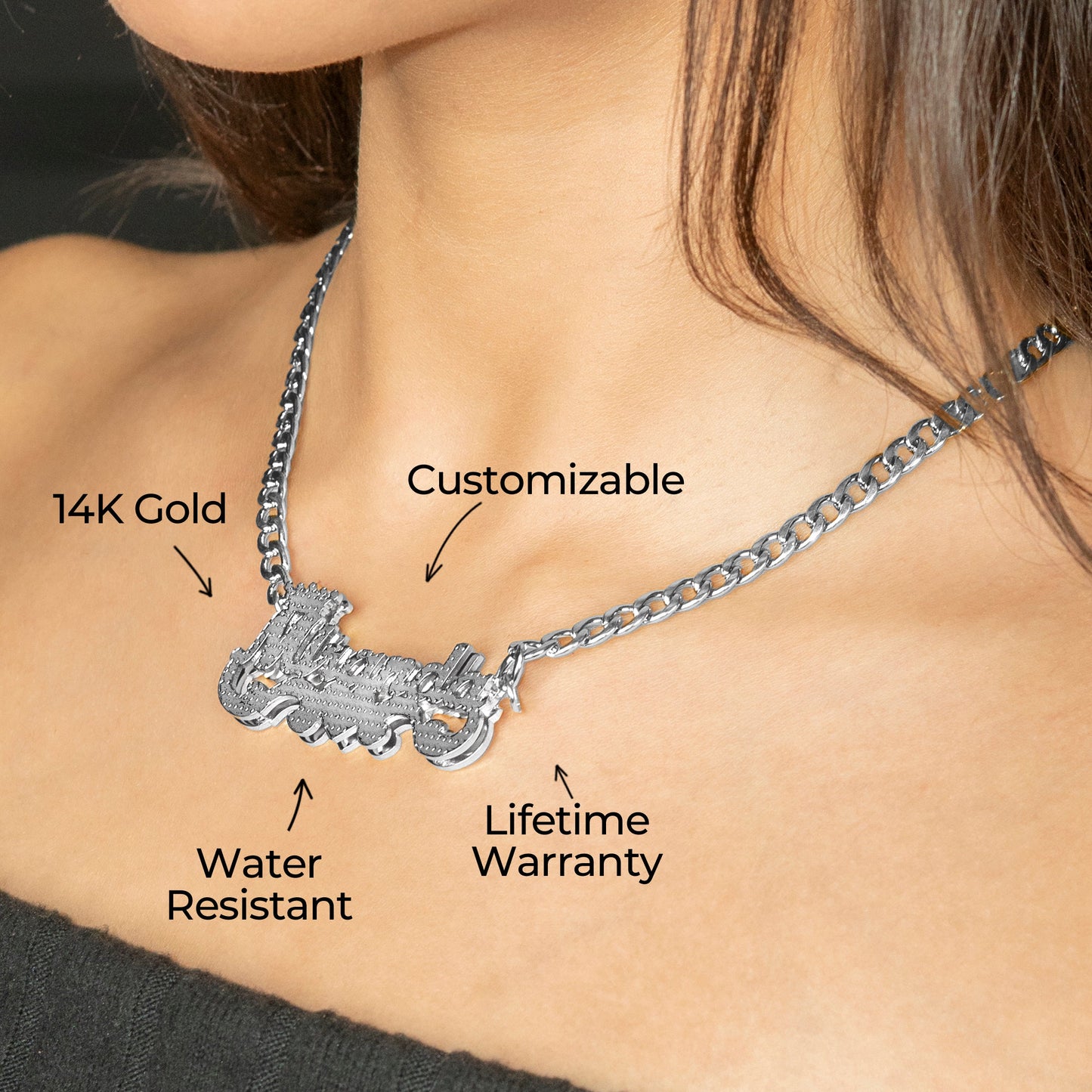 Women Jewelry - White Gold Name Necklace | Style # N46
