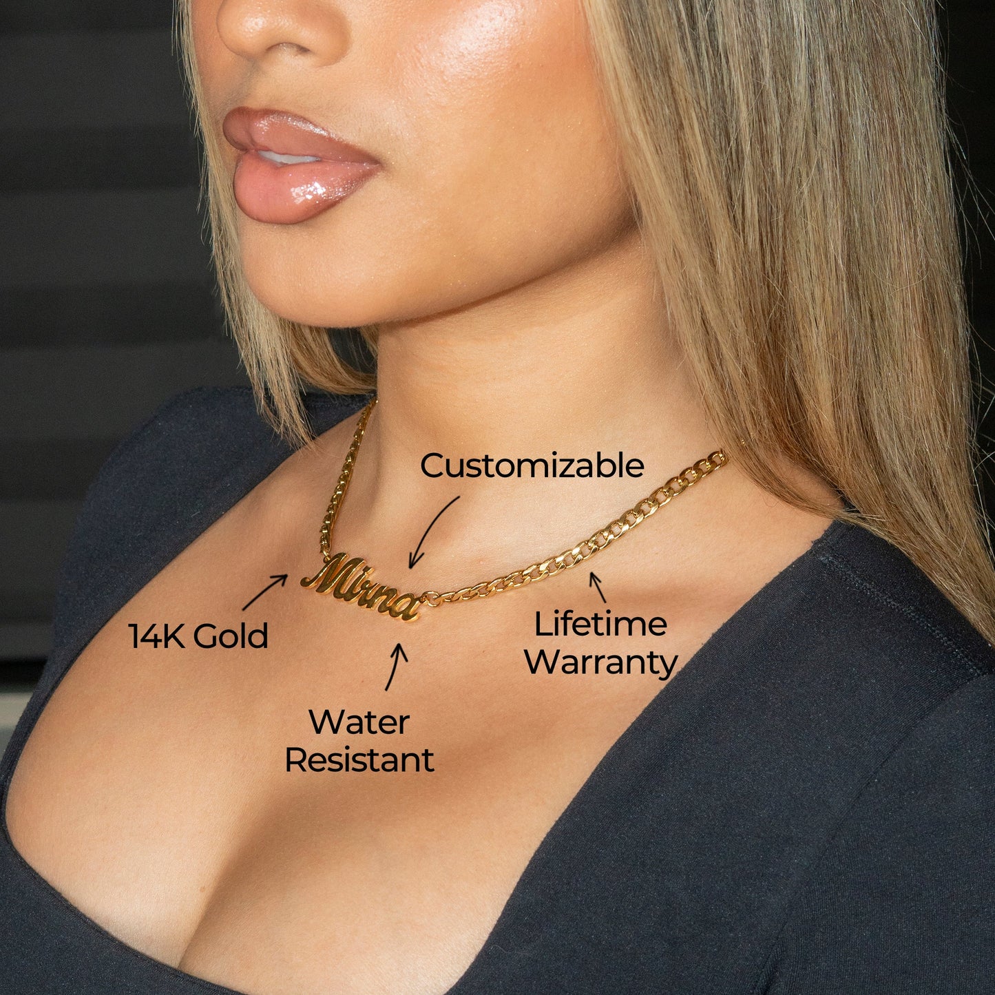 Women Jewelry - Gold Name Necklace | Style # N06