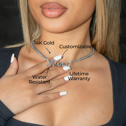 Women Jewelry - White Gold Name Necklace | Style # N06