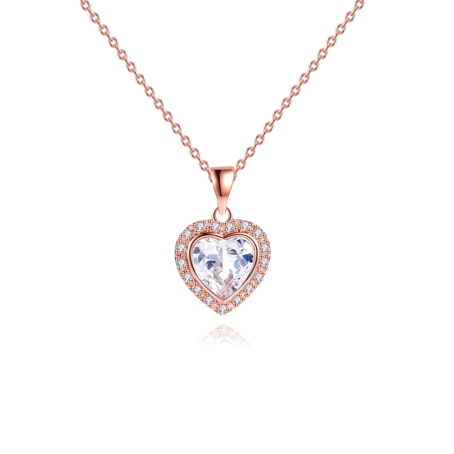 18K Rose Gold Plated Crystal Heart Necklace