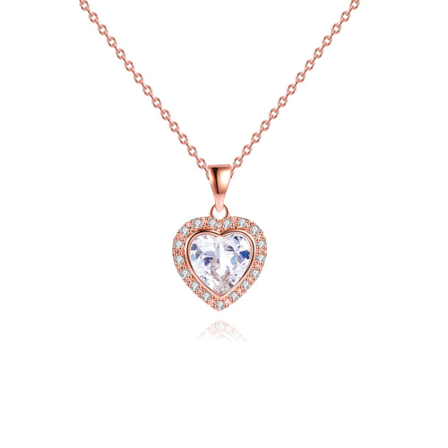 18K Rose Gold Plated Crystal Heart Necklace