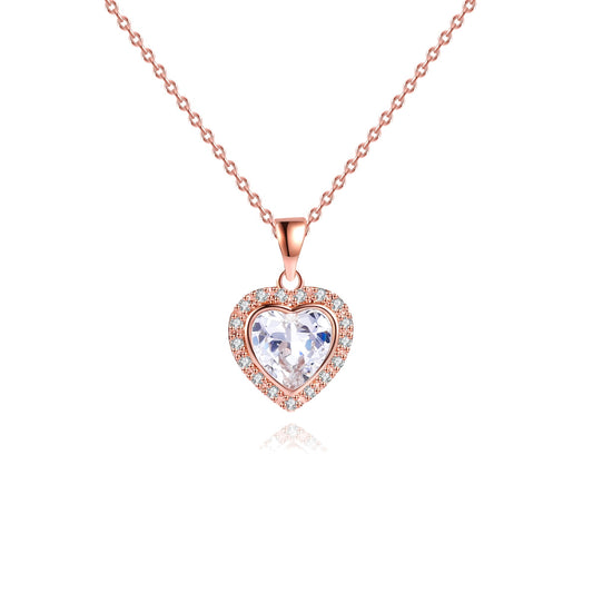 18K Rose Gold Plated Crystal Heart Necklace
