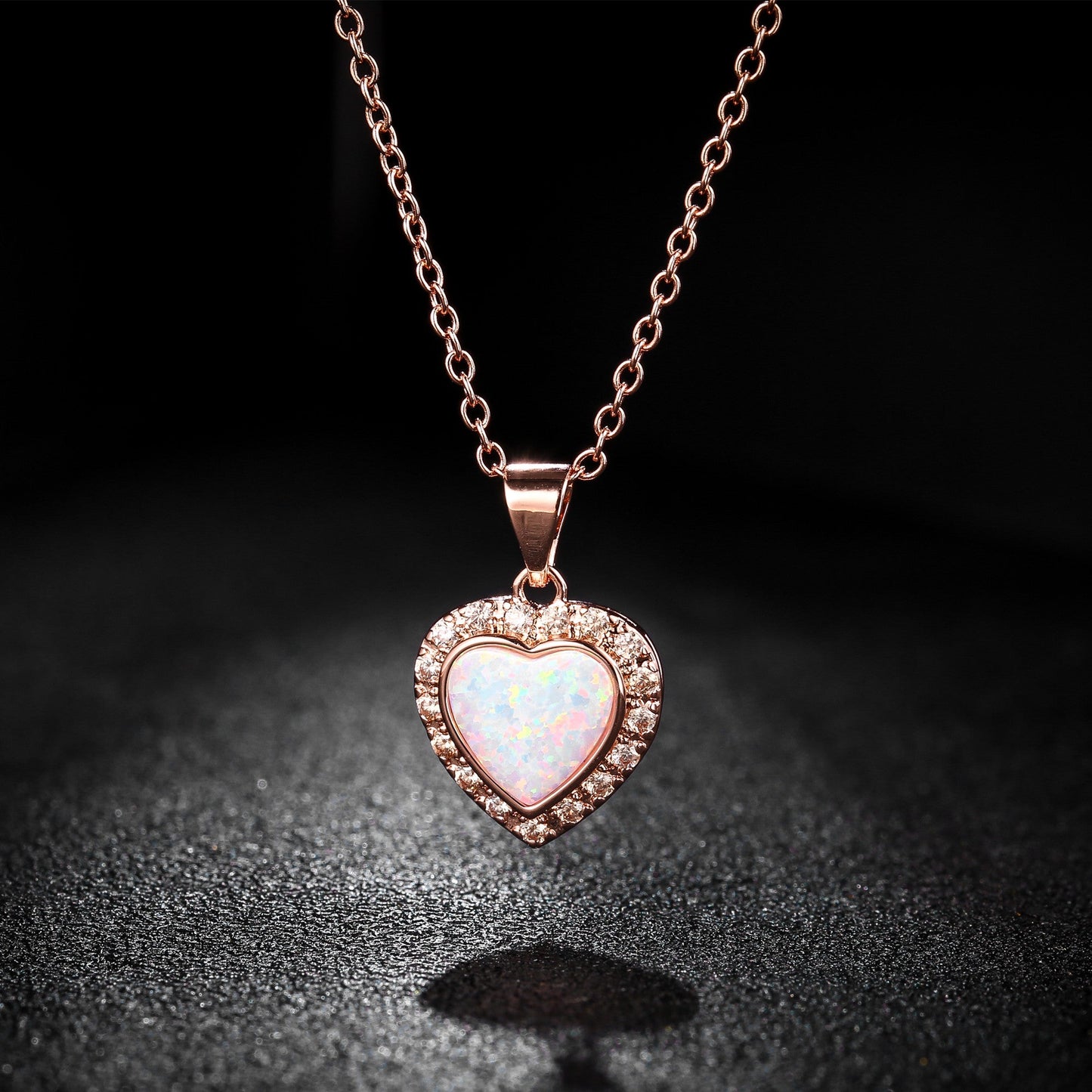 18K Rose Gold Plated Crystal Heart Necklace