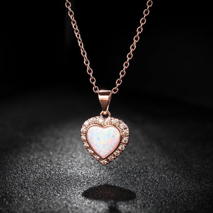 18K Rose Gold Plated Crystal Heart Necklace