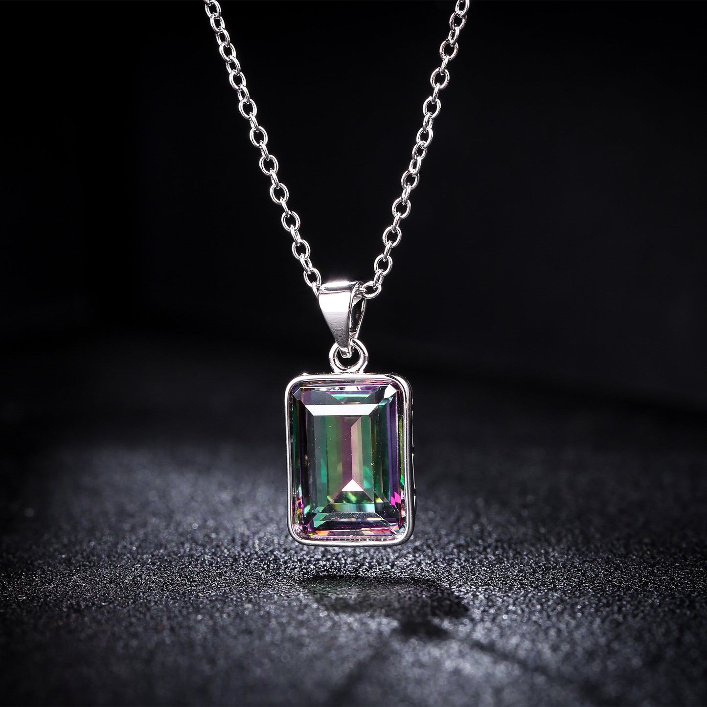 18K Gold Plated Emerald Cut Amethyst Necklace