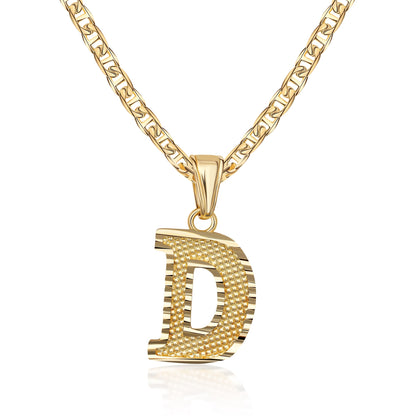 18K Gold Plated Initial Necklace with Diamond Cut Initial,18" Chain with 2" Extension