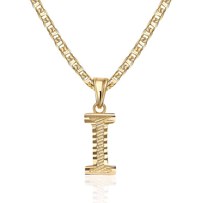 18K Gold Plated Initial Necklace with Diamond Cut Initial,18" Chain with 2" Extension
