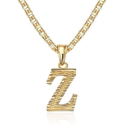 18K Gold Plated Initial Necklace with Diamond Cut Initial,18" Chain with 2" Extension