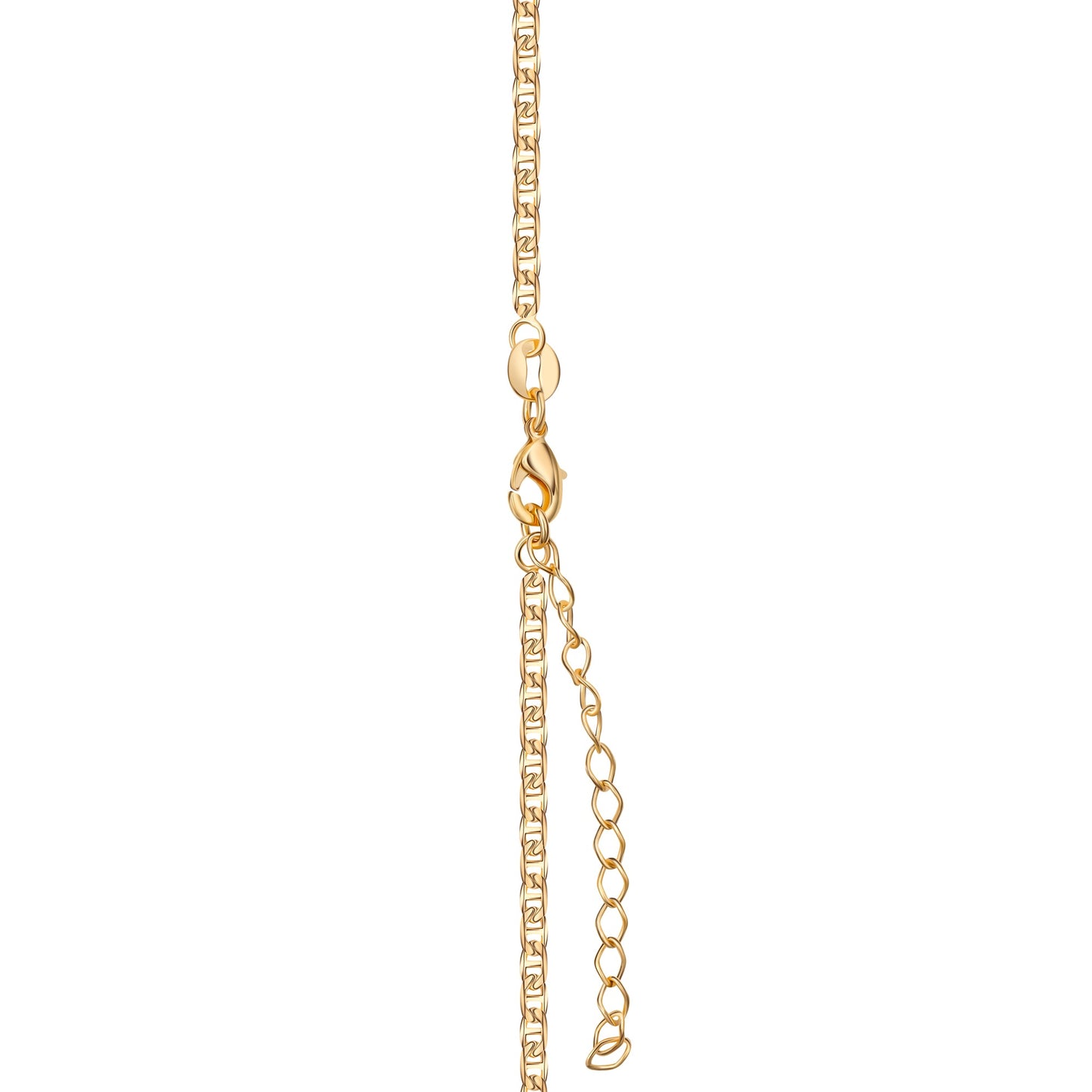 18K Gold Plated Initial Necklace with Diamond Cut Initial,18" Chain with 2" Extension