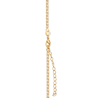 18K Gold Plated Initial Necklace with Diamond Cut Initial,18" Chain with 2" Extension