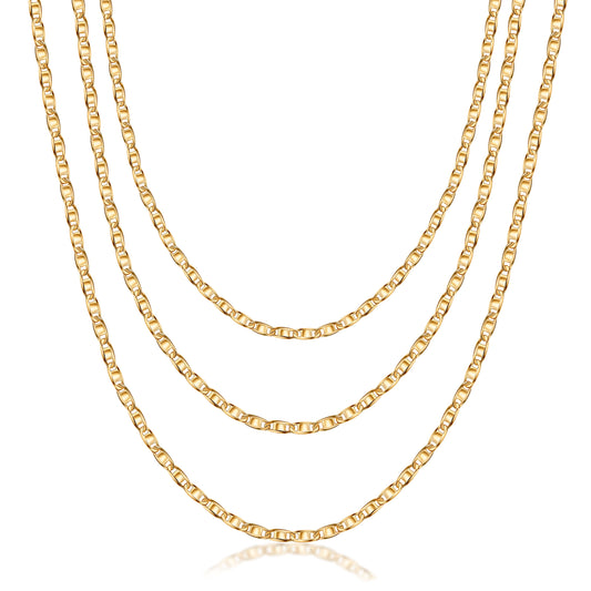 18K Gold Plated Mariner Layered Necklace, 16-20 inches, with a 2 inch extension