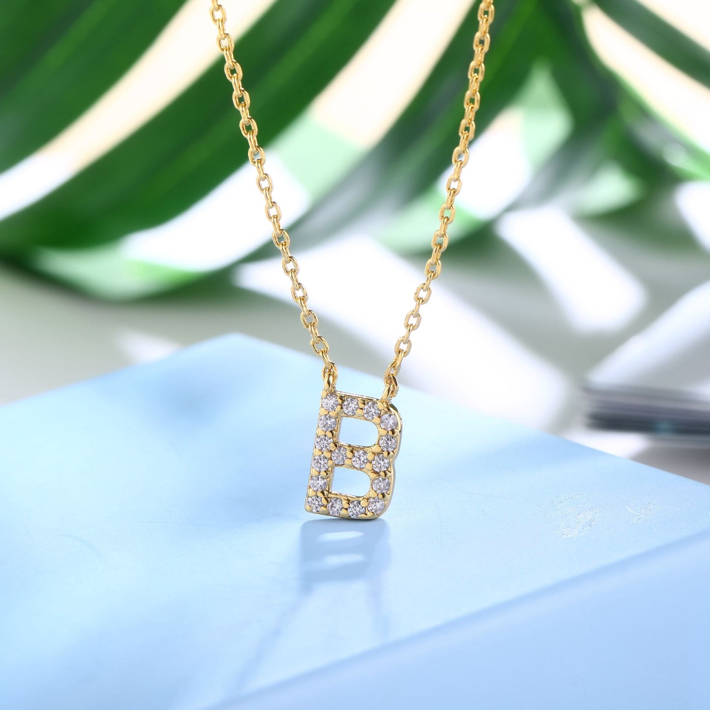 18K Gold Plated Cubic Zirconia Monogram Necklace