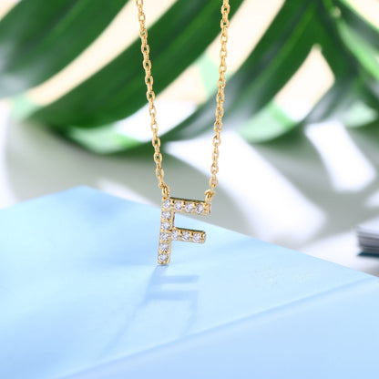 18K Gold Plated Cubic Zirconia Monogram Necklace