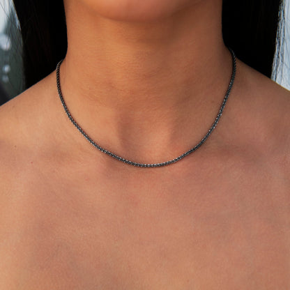 Diamond Cut Popcorn Necklace + Bracelet in Black - 2mm