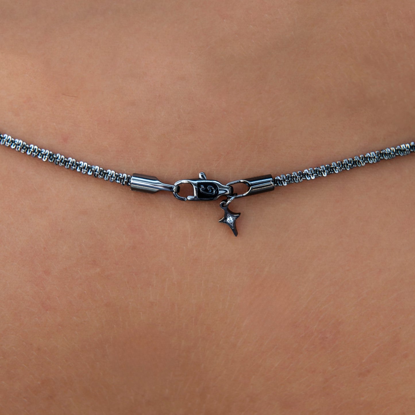 Diamond Cut Popcorn Necklace + Bracelet in Black - 2mm