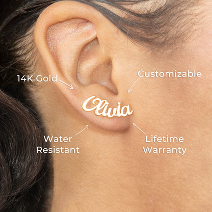 Women Jewelry - 14K Gold Name Earrings | Style # E17