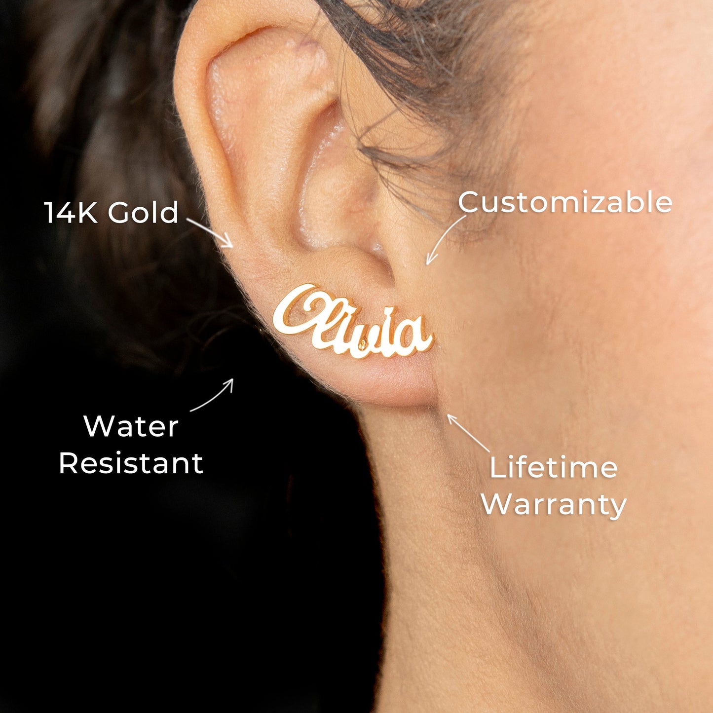 Women Jewelry - 14K Gold Name Earrings | Style # E17