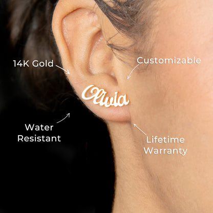 Women Jewelry - 14K Gold Name Earrings | Style # E17
