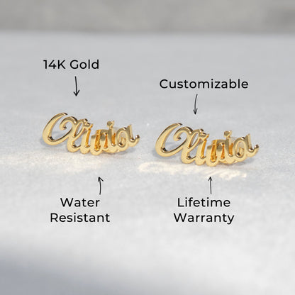 Women Jewelry - 14K Gold Name Earrings | Style # E17