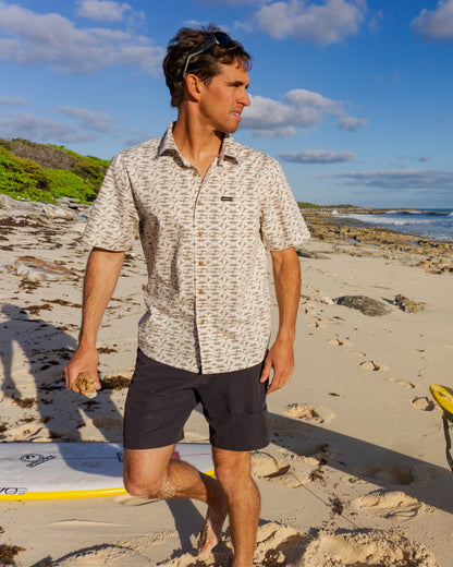 Nature Tile Classic Short Sleeve Woven Shirt - Bone White