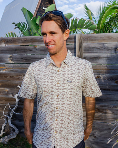 Nature Tile Classic Short Sleeve Woven Shirt - Bone White