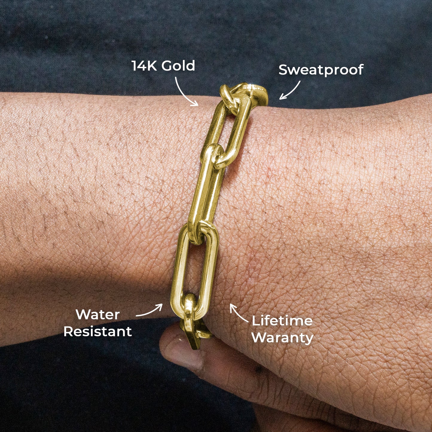 Gold Jewelry -  Mens 14K Gold Paperclip Bracelet