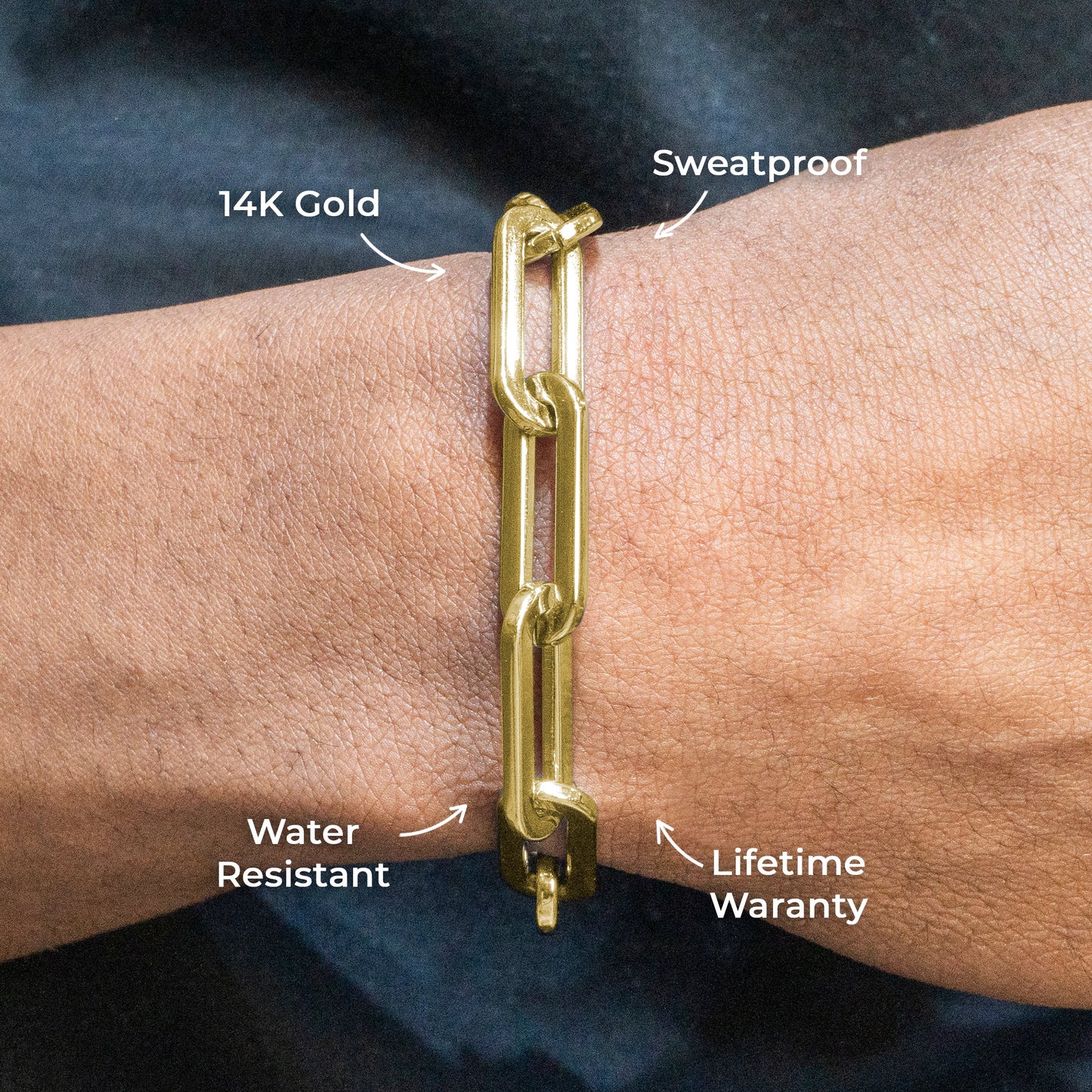 Gold Jewelry -  Mens 14K Gold Paperclip Bracelet