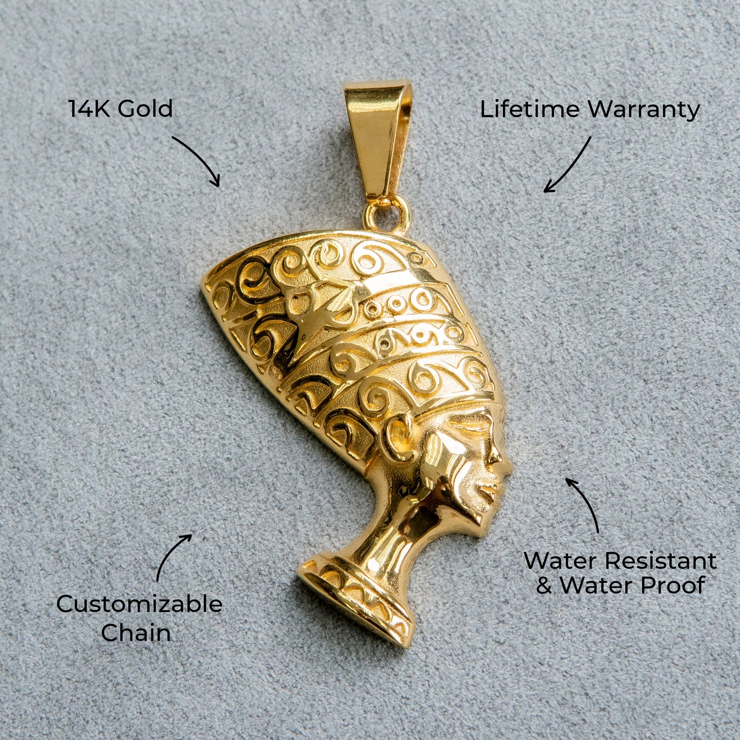 Mens Jewelry - 14K Gold Egyptian Pharaoh Necklace | Appx. 16 Grams