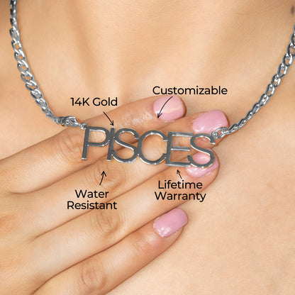 Women Jewelry - White Gold Name Necklace | Style # N08
