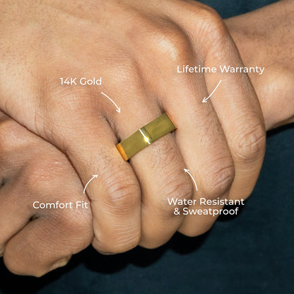 Mens Jewelry - Hexagon Gold Wedding Ring | 8 Grams