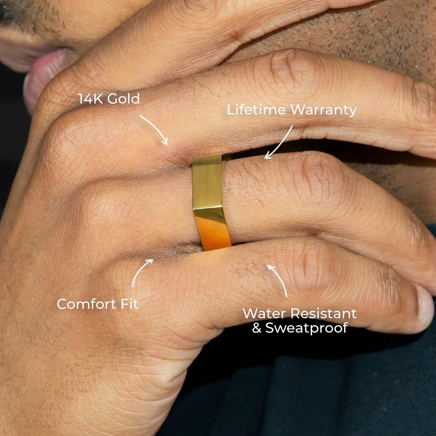 Mens Jewelry - Hexagon Gold Wedding Ring | 8 Grams