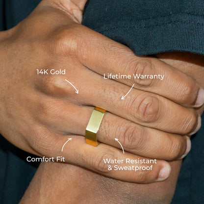 Mens Jewelry - Hexagon Gold Wedding Ring | 8 Grams