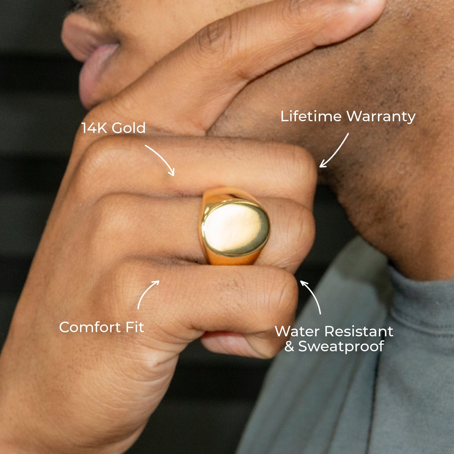 Mens Jewelry - Signet Gold Pinky Ring | 36 Grams