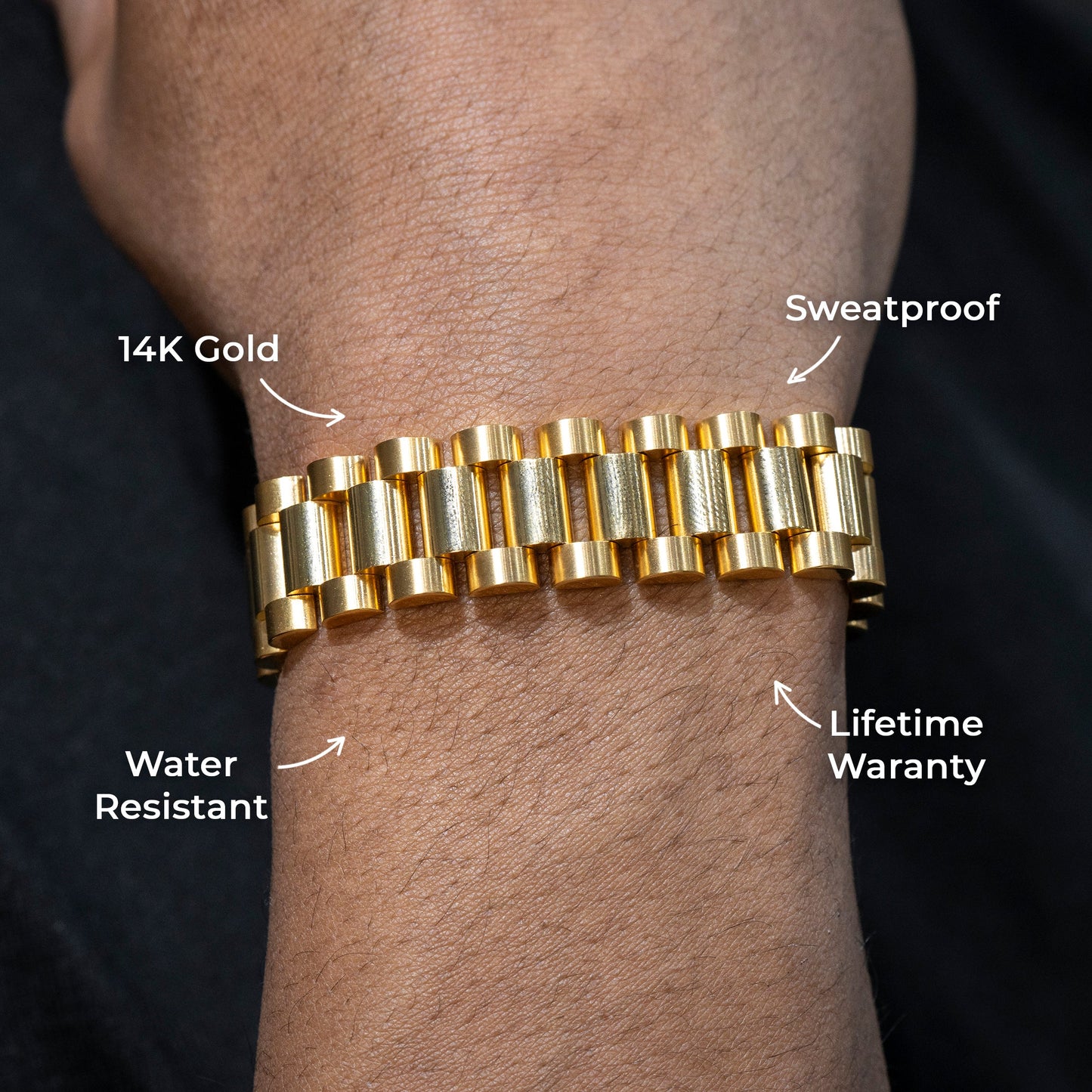 Gold Jewelry -  Mens 14K Gold Presidential Band Bracelet