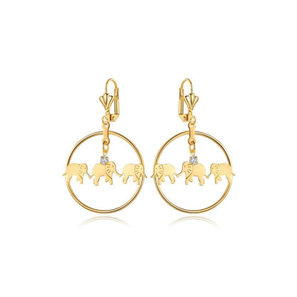 18K Gold Plated Triple Elephant Hoop Earrings