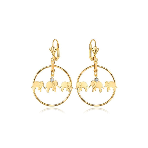 18K Gold Plated Triple Elephant Hoop Earrings