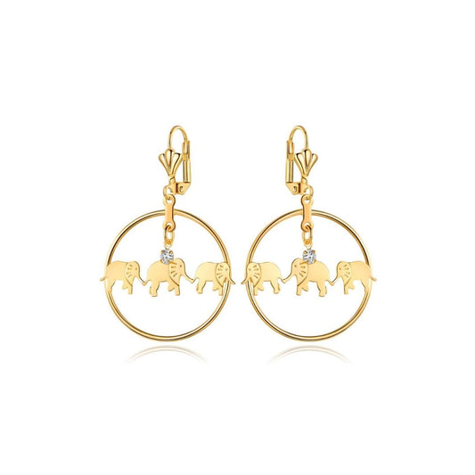 18K Gold Plated Triple Elephant Hoop Earrings