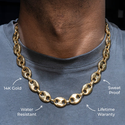 Mens Jewelry - Mens 14K Gold Puff Chain & Bracelet