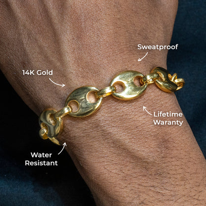 Mens Jewelry - Mens 14K Gold Puff Chain & Bracelet