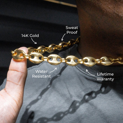 Mens Jewelry - Mens 14K Gold Puff Chain & Bracelet
