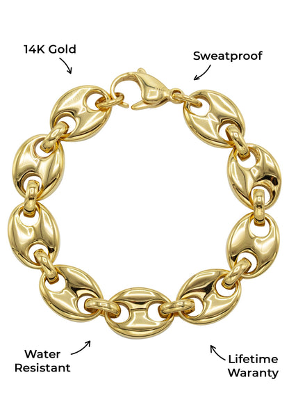 Mens Jewelry - Mens 14K Gold Puff Chain & Bracelet