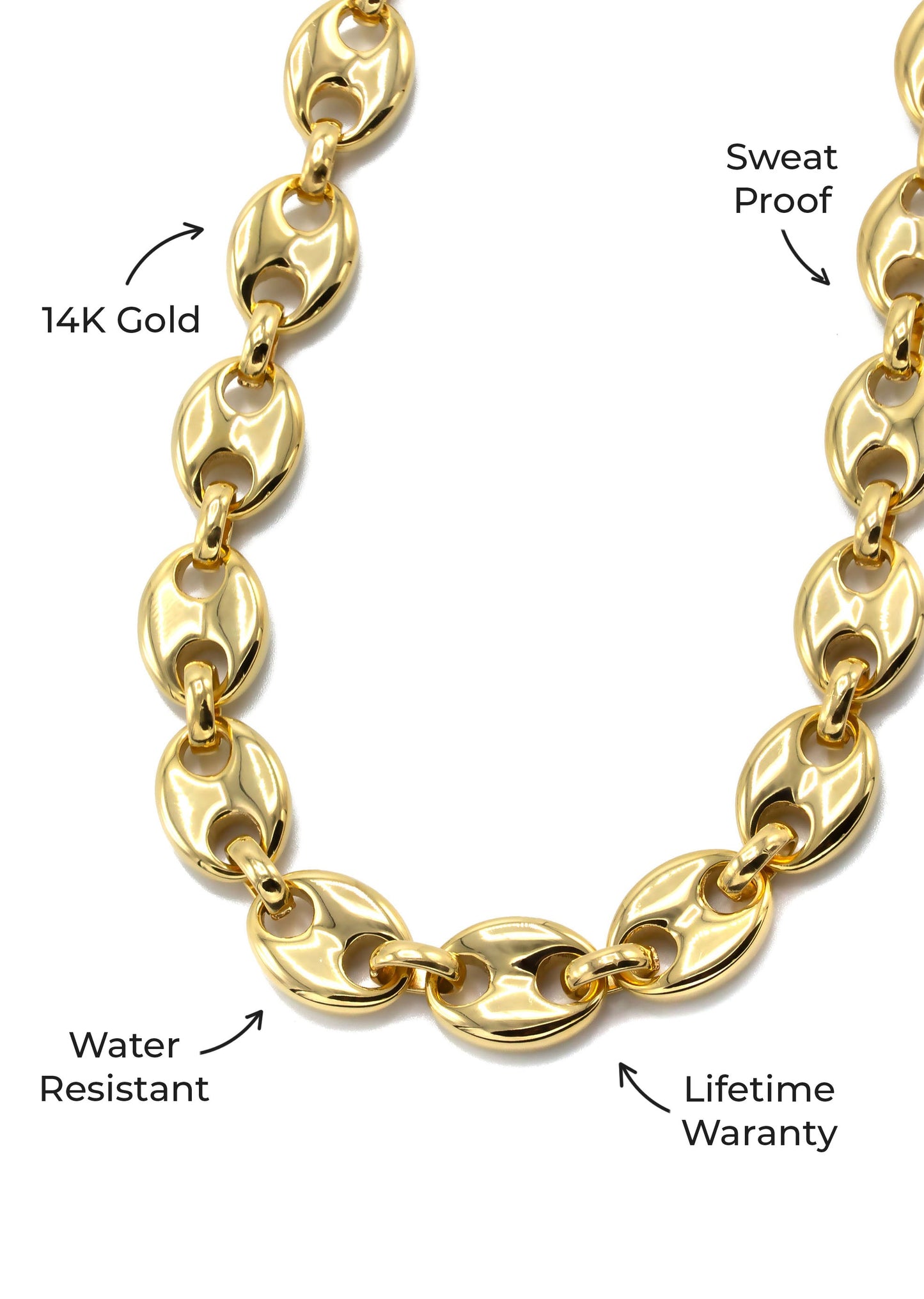 Mens Jewelry - Mens 14K Gold Puff Chain & Bracelet