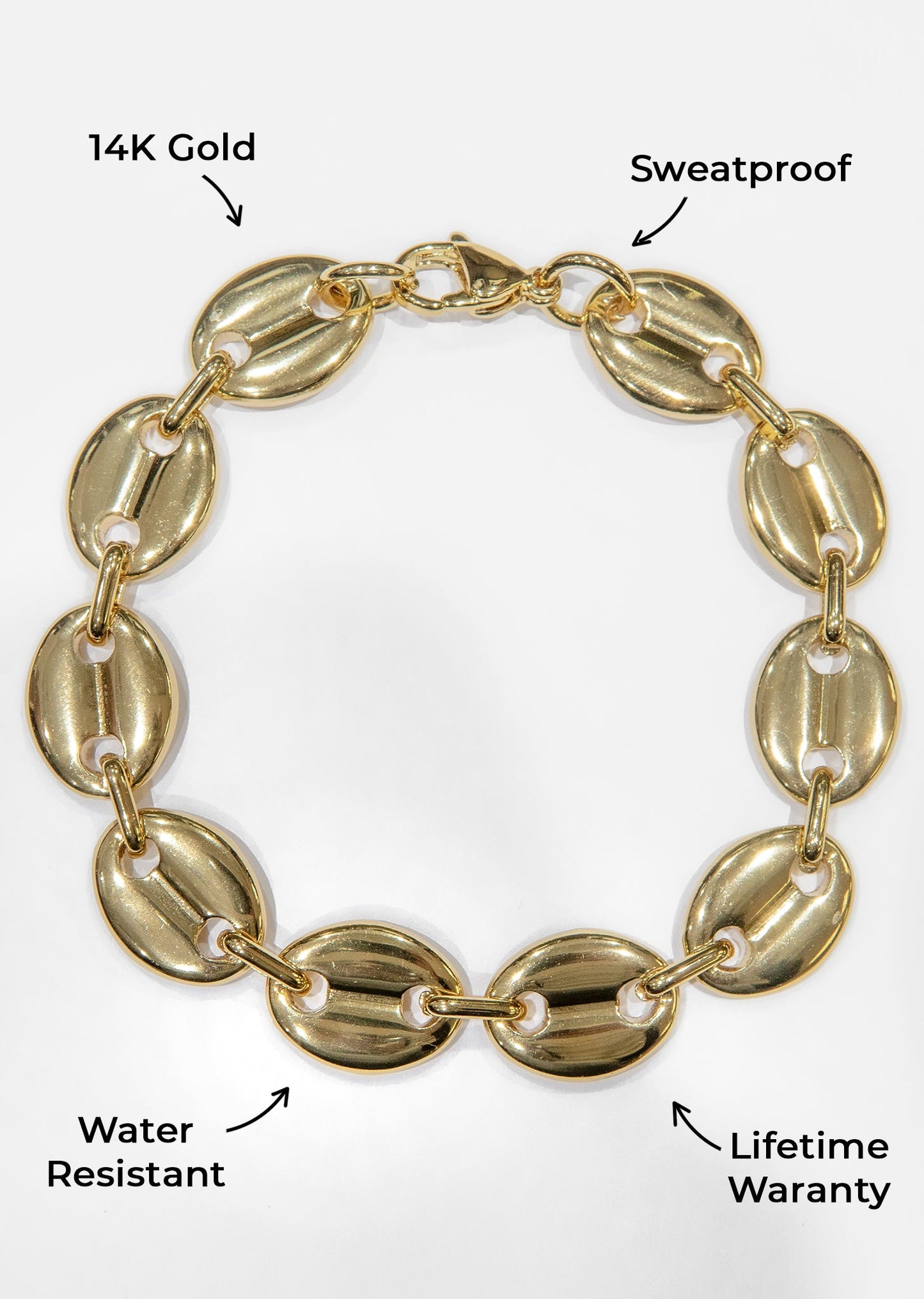 Gold Jewelry -  Mens 14K Gold Puff Bracelet
