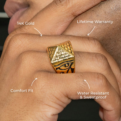 Mens Jewelry - Pyramid Gold Pinky Ring | 20 Grams