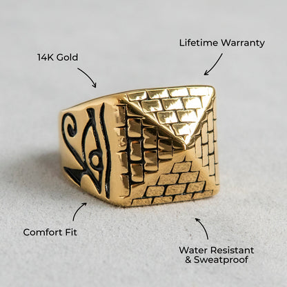 Mens Jewelry - Pyramid Gold Pinky Ring | 20 Grams