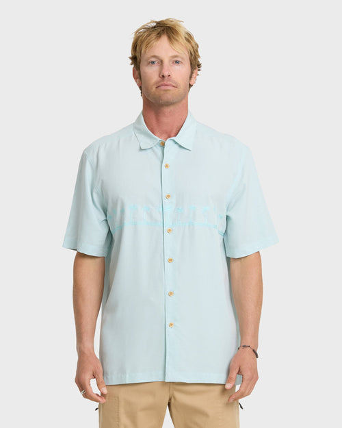 Waterman Tahiti Palms Premium Anti-Wrinkle Shirt - Cool Blue