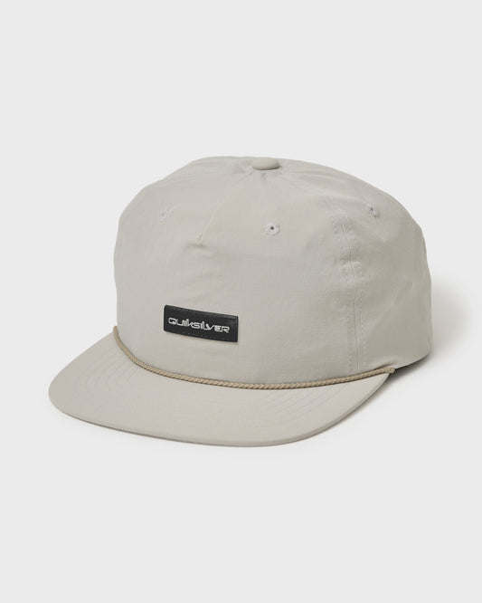 High Tide 5-Panel Tech Fabric Snapback Hat - Bone White