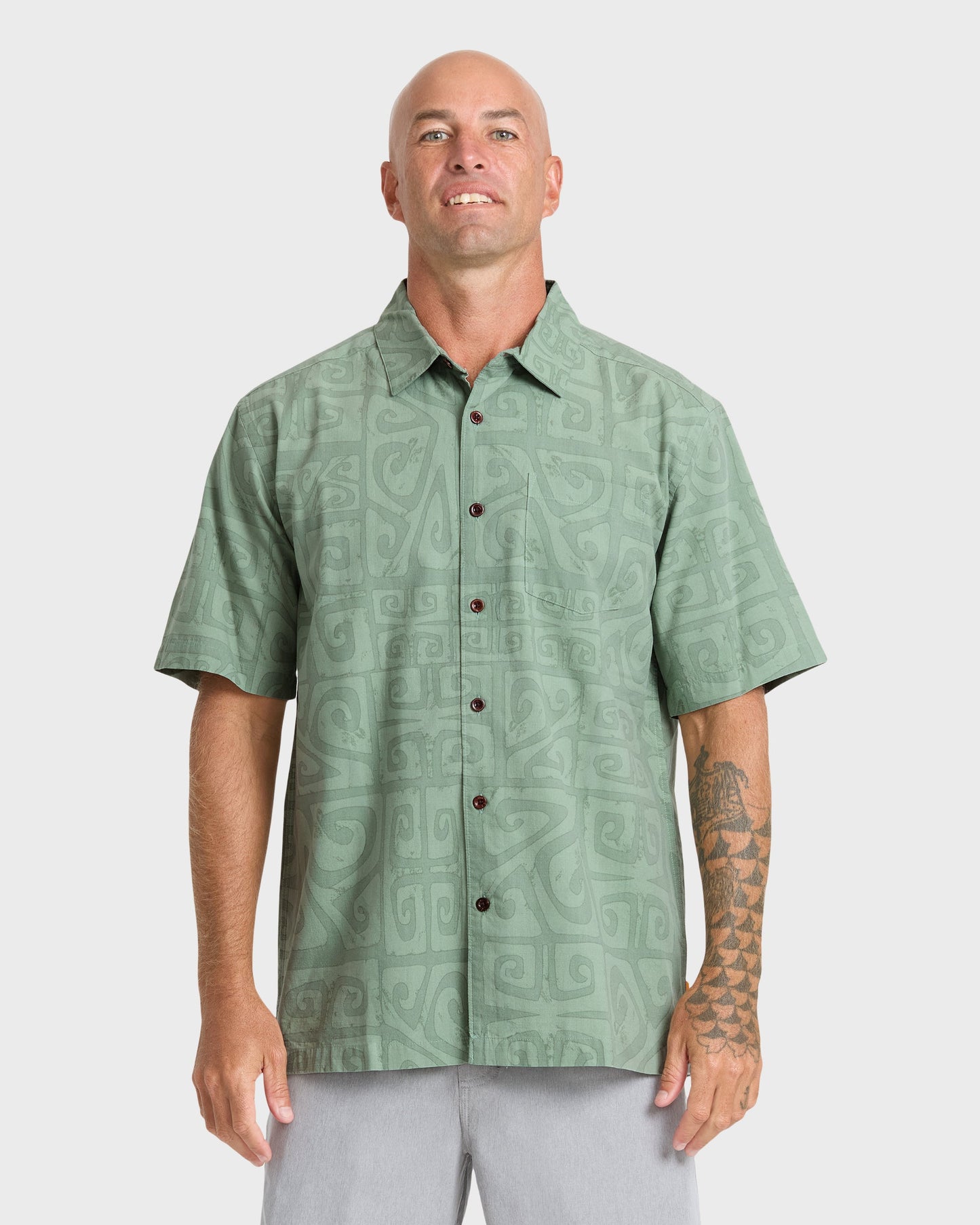 Waterman Tiki Beach Short Sleeve Shirt - Lily Pad