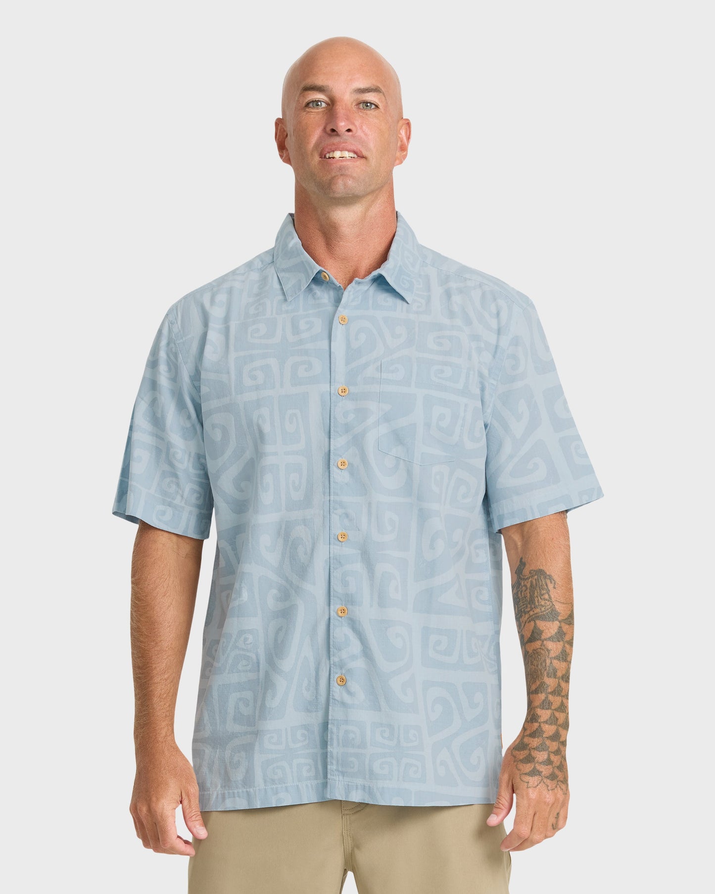 Waterman Tiki Beach Short Sleeve Shirt - Skyway