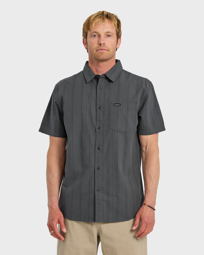 Dobby Stripe Classic Short Sleeve Shirt - Iron Gate